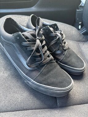 Vans Black Low-Top Skate Sneakers with Subtle Side Stripe